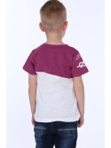 Boy\'s T-shirt with a button, purple and white NDZ4487 - Online store - Boutique